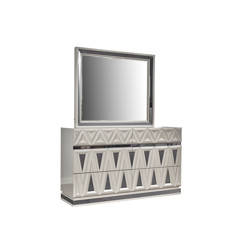 Lavita Contemporary Style Queen 4Pc Bedroom Set made with Wood in Black & Gold