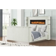 Lavish Modern Style King Bed with Fireplace and TV Stand made with Wood- Beige