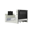 Lavish Modern Style King Bed with Fireplace and TV Stand made with Wood- Beige