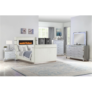 Lavish Modern Style 5 Pc Queen Bedroom Set Made with Wood in Beige