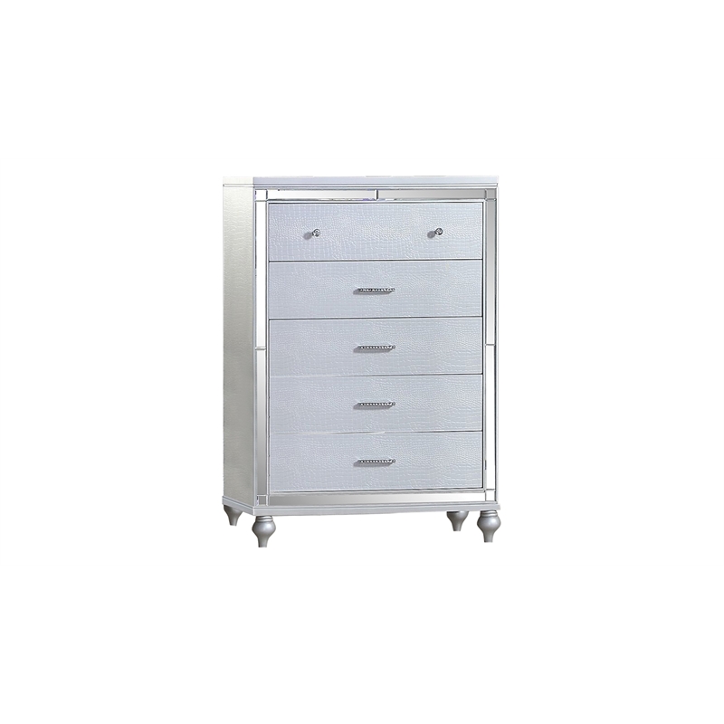 Lavish Modern Style 5 Pc King Bedroom Set Made with Wood in Beige