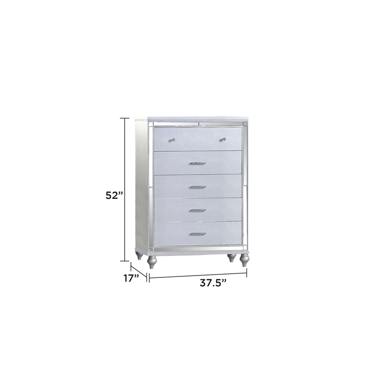 Lavish Modern Style 5 Pc King Bedroom Set Made with Wood in Beige