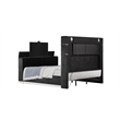 Lavish Modern Style Queen Bed with Fireplace and TV Stand made with Wood- Black