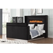 Lavish Modern Style Queen Bed with Fireplace and TV Stand made with Wood- Black