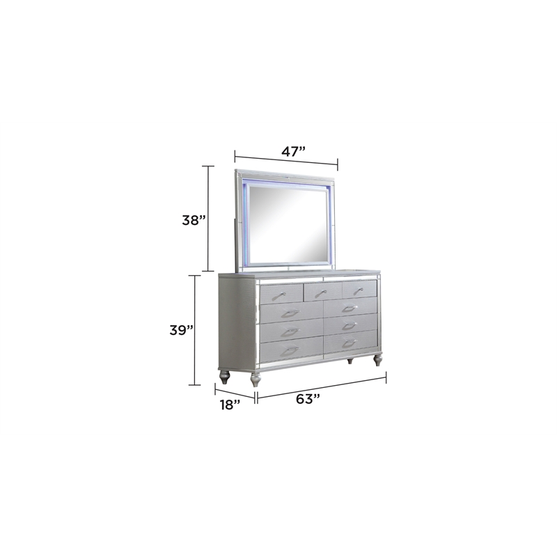 Lavish Modern Style 4 Pc King Bedroom Set Made with Wood in Black