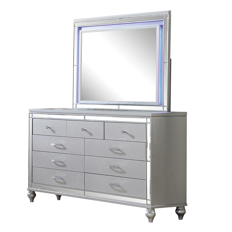 Lavish Modern Style 4 Pc King Bedroom Set Made with Wood in Gray