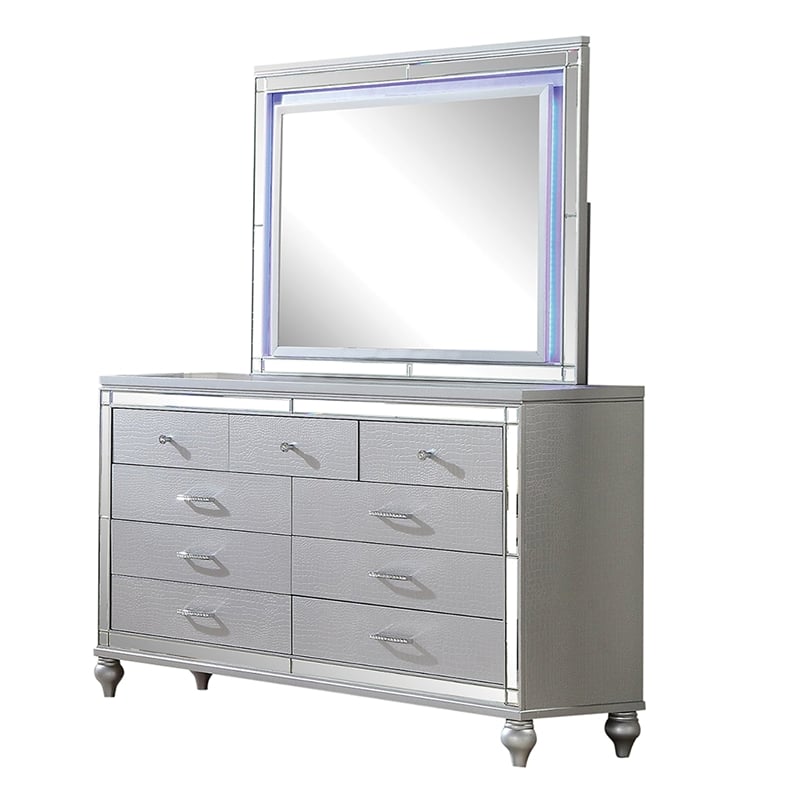 Lavish Modern Style 5 Pc King Bedroom Set Made with Wood in Gray