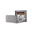 Lavish Modern Style Queen Bed with Fireplace and TV Stand made with Wood in Gray