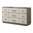 Gem Modern Style  two tone 9-Drawer Dresser Made with wood in light Beige& Brown