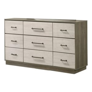 Gem Modern Style  two tone 9-Drawer Dresser Made with wood in light Beige& Brown