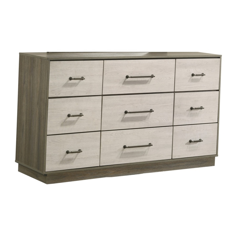 Gem Modern Style  two tone 9-Drawer Dresser Made with wood in light Beige& Brown