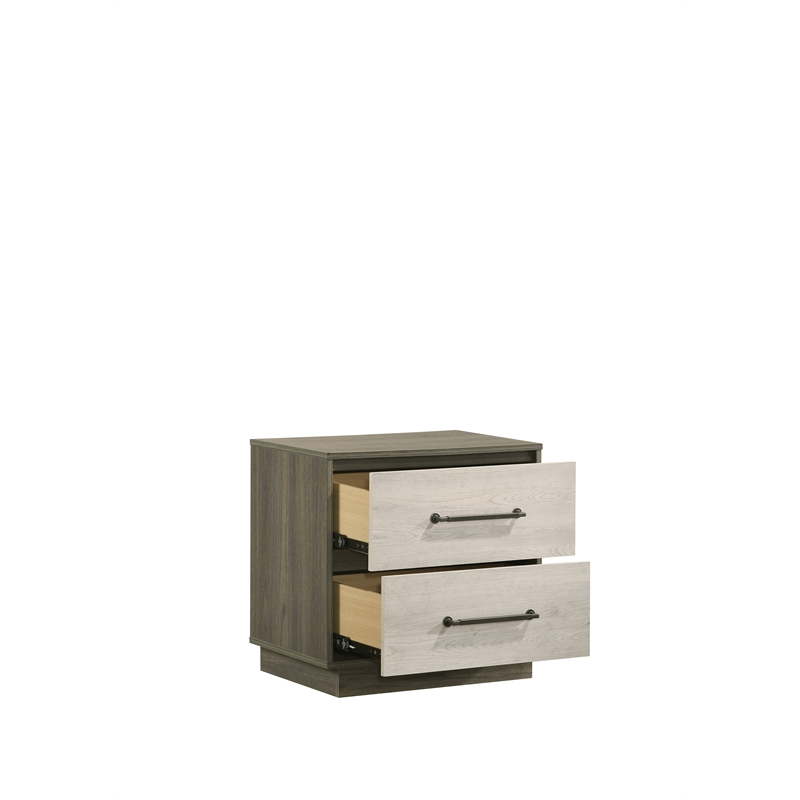 Gem Modern Style two tone 2Drawer Nightstand Made with wood in light Beige&Brown