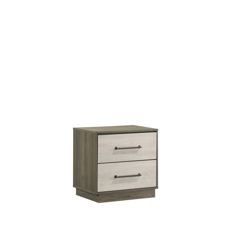 Gem Modern Style two tone 2Drawer Nightstand Made with wood in light Beige&Brown