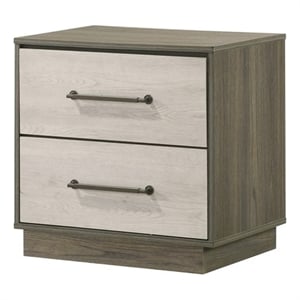 Gem Modern Style two tone 2Drawer Nightstand Made with wood in light Beige&Brown