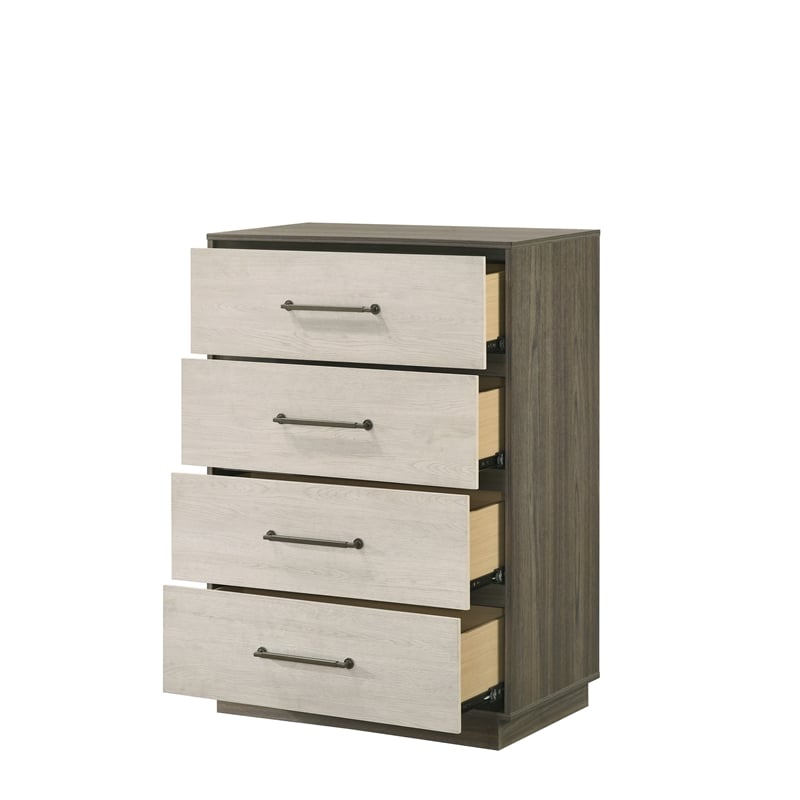 Gem Modern Style two tone 4-Drawer Chest Made with wood in light Beige & Brown