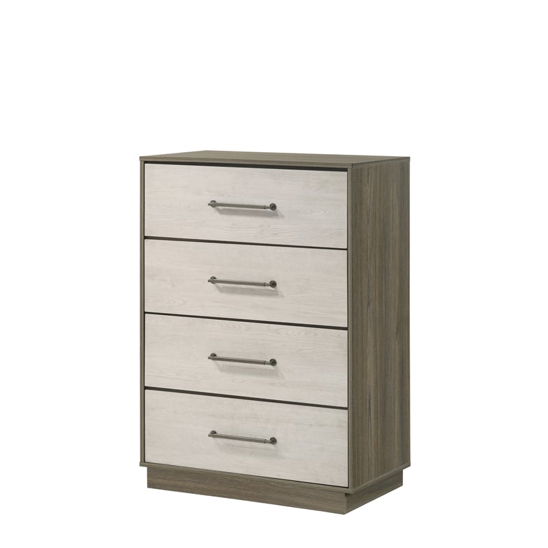 Gem Modern Style two tone 4-Drawer Chest Made with wood in light Beige & Brown
