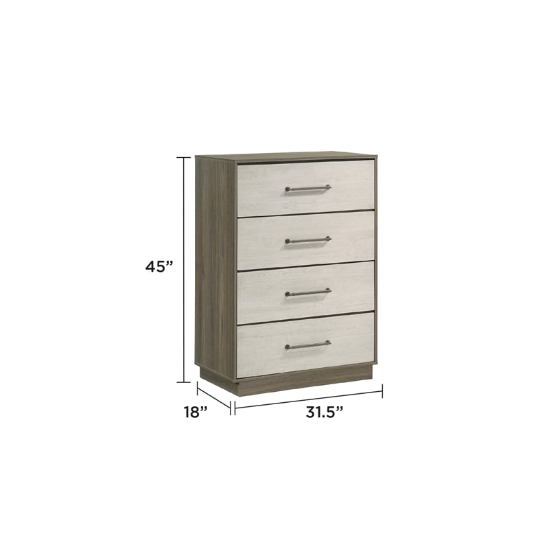 Gem Modern Style two tone 4-Drawer Chest Made with wood in light Beige & Brown