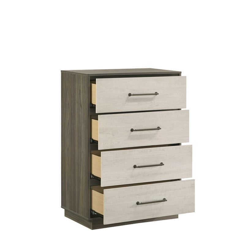Gem Modern Style two tone 4-Drawer Chest Made with wood in light Beige & Brown