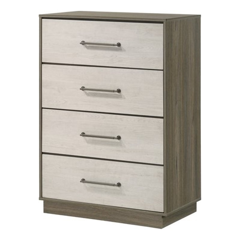 Gem Modern Style two tone 4-Drawer Chest Made with wood in light Beige & Brown