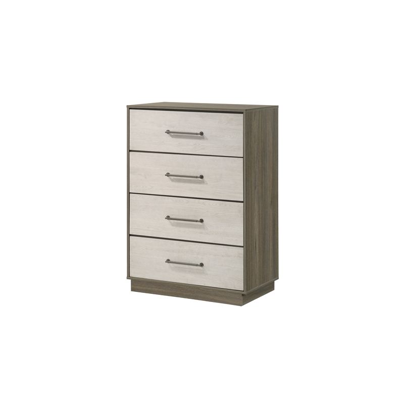 Gem Modern Style two tone 4-Drawer Chest Made with wood in light Beige & Brown