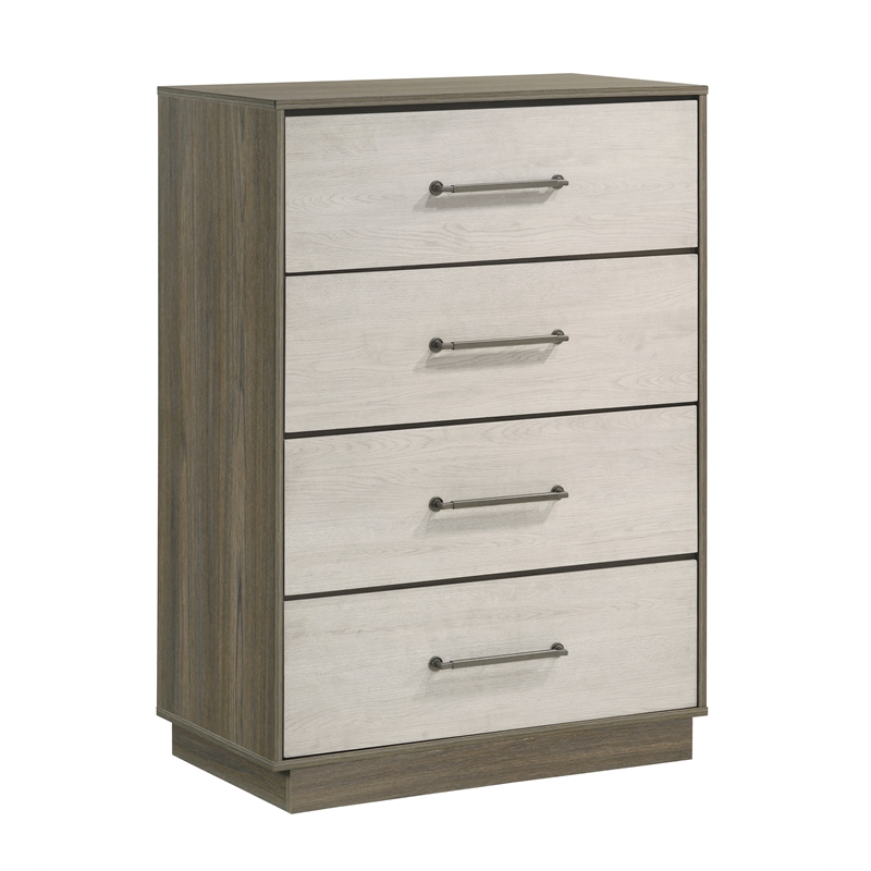 Gem Modern Style two tone 4-Drawer Chest Made with wood in light Beige & Brown