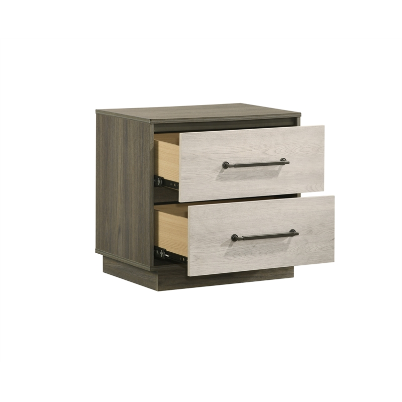 Gem Modern Style Queen 4PC Bedroom Set Made with wood in light Beige & Brown