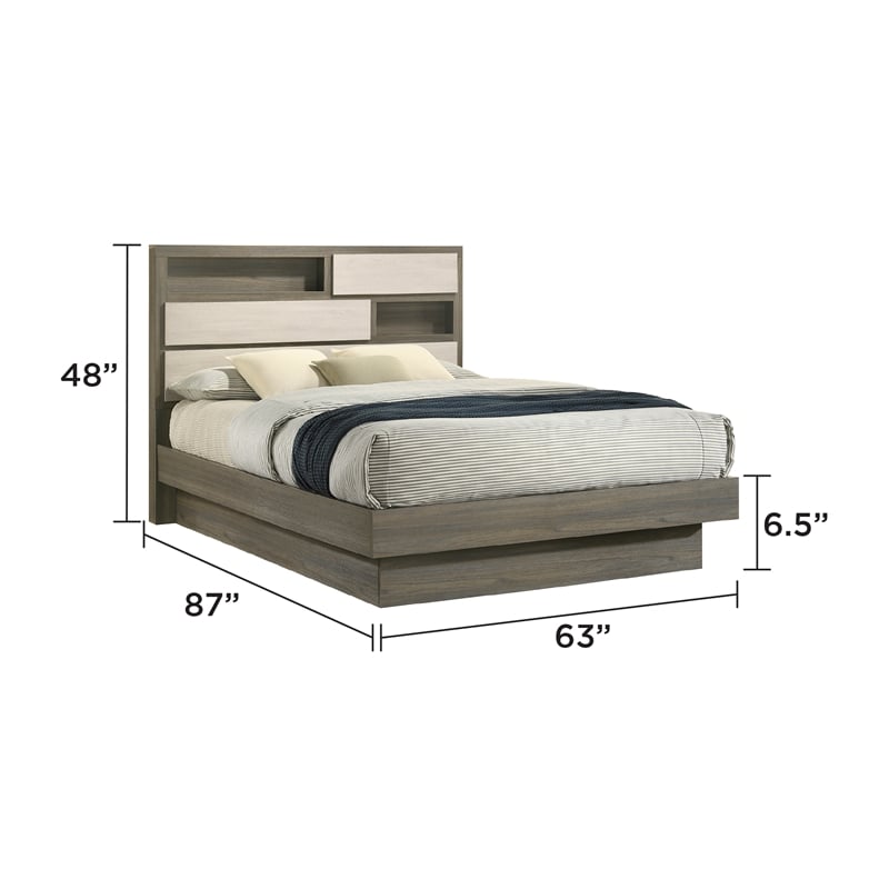 Gem Modern Style Queen 4PC Bedroom Set Made with wood in light Beige & Brown