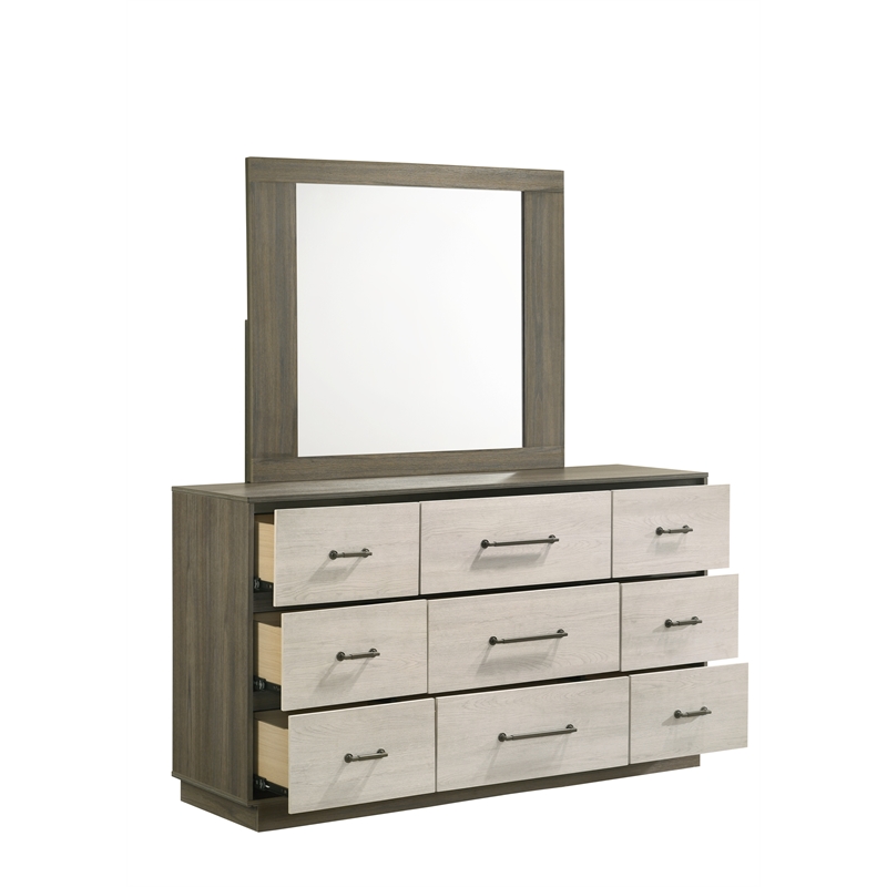 Gem Modern Style King 4PC Bedroom Set Made with wood in Beige & Brown