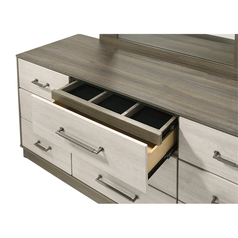 Gem Modern Style King 4PC Bedroom Set Made with wood in Beige & Brown