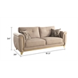 Leena Contemporary Style Upholstery Sofa Made with Wood in Gold accent & Beige