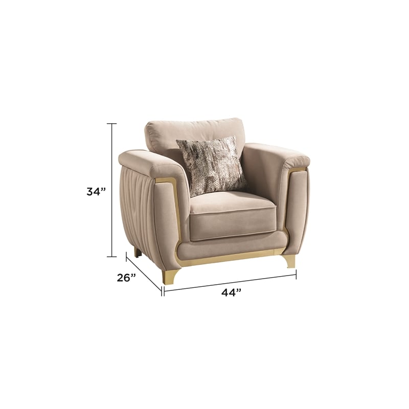 Leena Contemporary Style Upholstery Chair Made with Wood in Gold accent & Beige