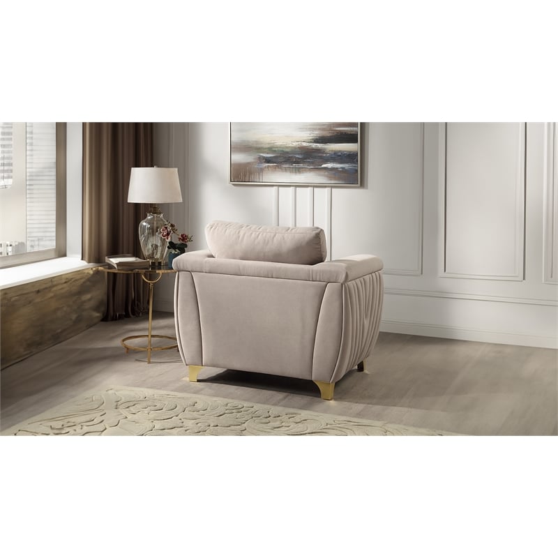 Leena Contemporary Style Upholstery Chair Made with Wood in Gold accent & Beige