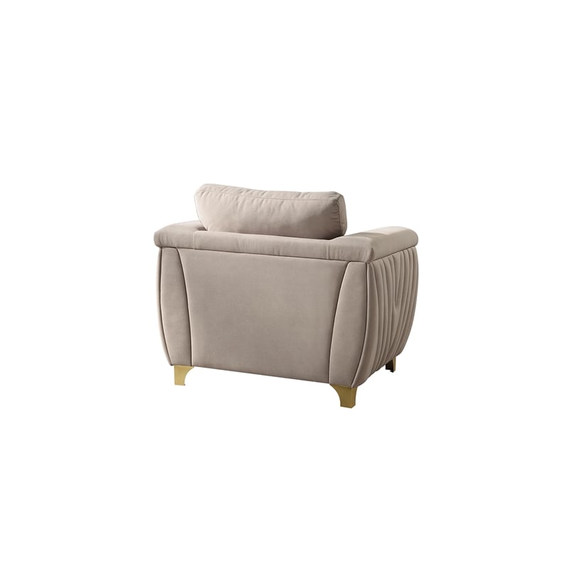 Leena Contemporary Style Upholstery Chair Made with Wood in Gold accent & Beige