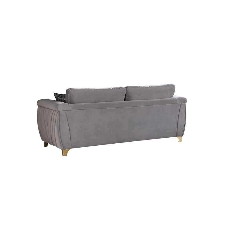 Leena Contemporary Style Upholstery Sofa Made with Wood in Gold accent & Gray