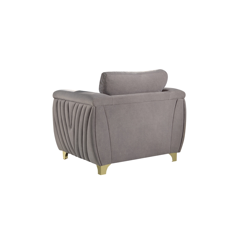 Leena Contemporary Style Upholstery Chair Made with Wood in Gold accent & Gray