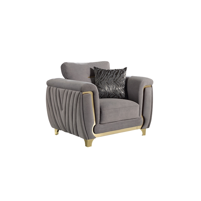 Leena Contemporary Style Upholstery Chair Made with Wood in Gold accent & Gray