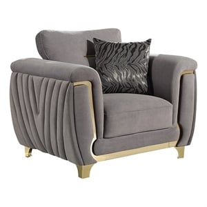 Leena Contemporary Style Upholstery Chair Made with Wood in Gold accent & Gray