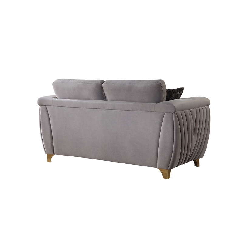 Leena Contemporary Style Loveseat Made with Wood in Gold accent & Gray