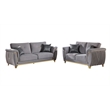 Leena Contemporary Style 2PC Livingroom Set Made with Wood in Gold accent & Gray