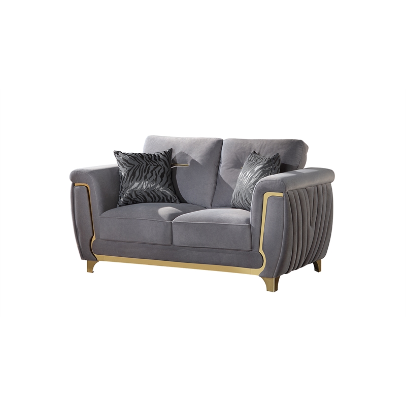 Leena Contemporary Style 3PC Livingroom Set Made with Wood in Gold accent & Gray