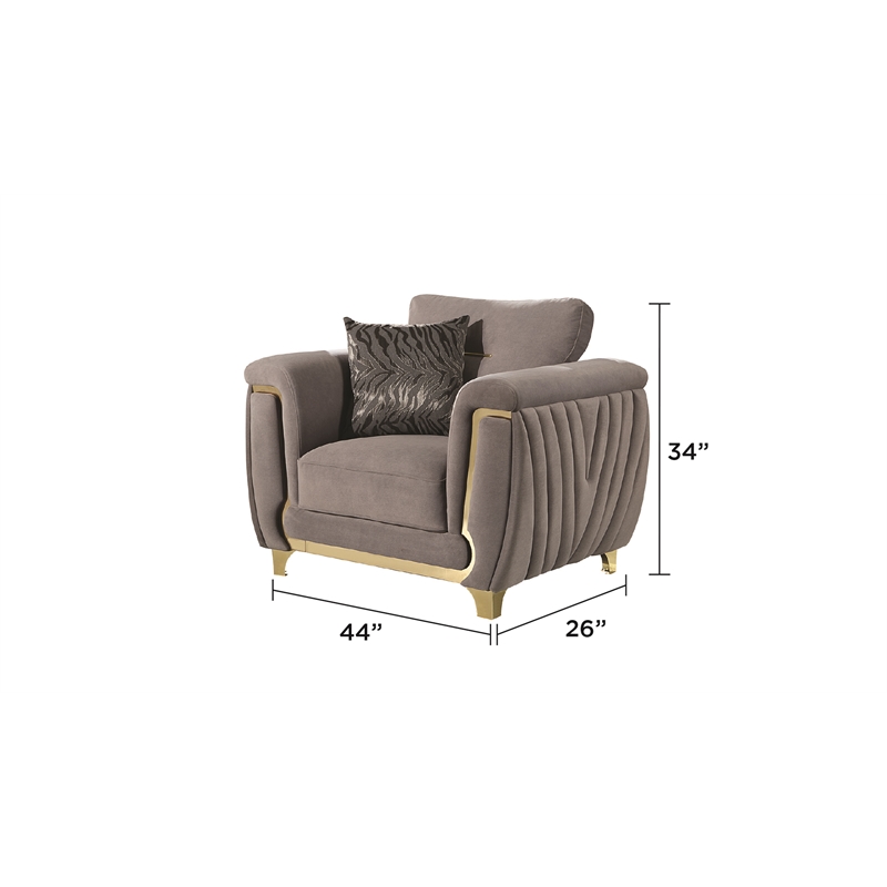Leena Contemporary Style 3PC Livingroom Set Made with Wood in Gold accent & Gray