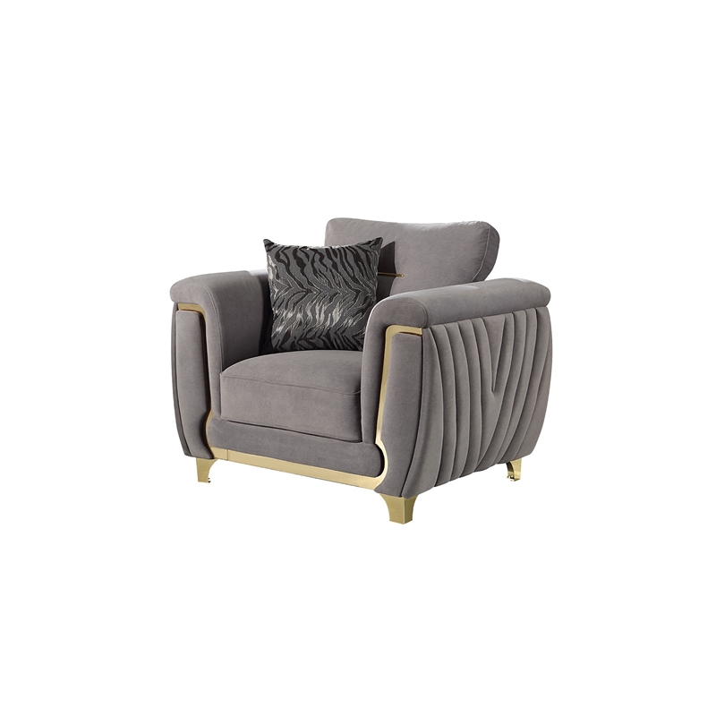 Leena Contemporary Style 3PC Livingroom Set Made with Wood in Gold accent & Gray