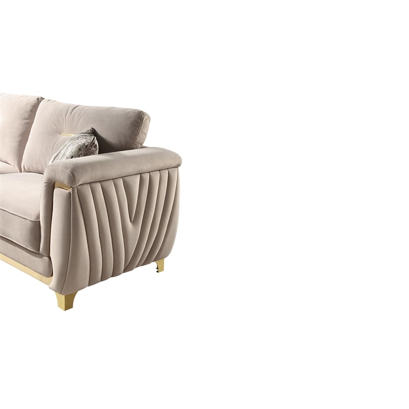Leena Contemporary Style 2PC Livingroom Set Made with Wood in Beige