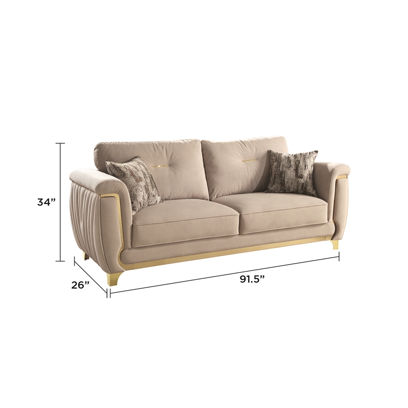Leena Contemporary Style 2PC Livingroom Set Made with Wood in Beige