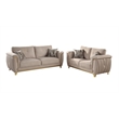 Leena Contemporary Style 2PC Livingroom Set Made with Wood in Beige