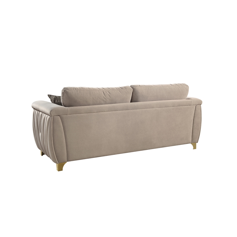 Leena Contemporary Style 2PC Livingroom Set Made with Wood in Beige