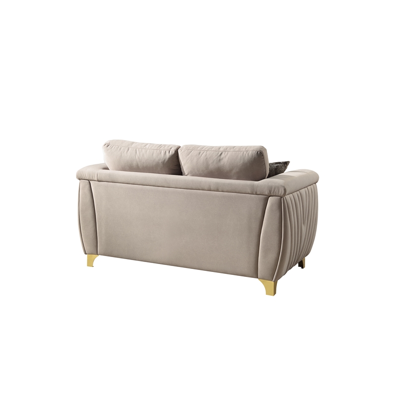 Leena Contemporary Style 2PC Livingroom Set Made with Wood in Beige