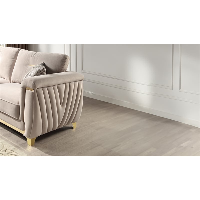 Leena Contemporary Style 3PC Livingroom Set Made with Wood in Beige