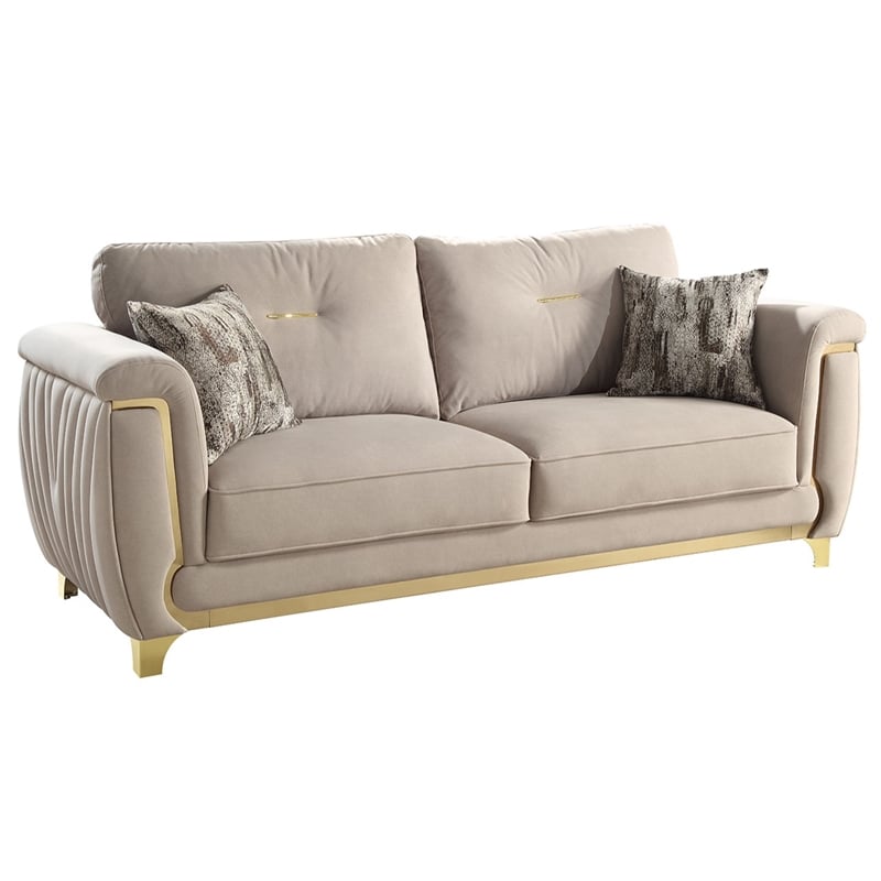 Leena Contemporary Style 3PC Livingroom Set Made with Wood in Beige