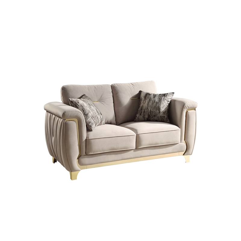 Leena Contemporary Style 3PC Livingroom Set Made with Wood in Beige
